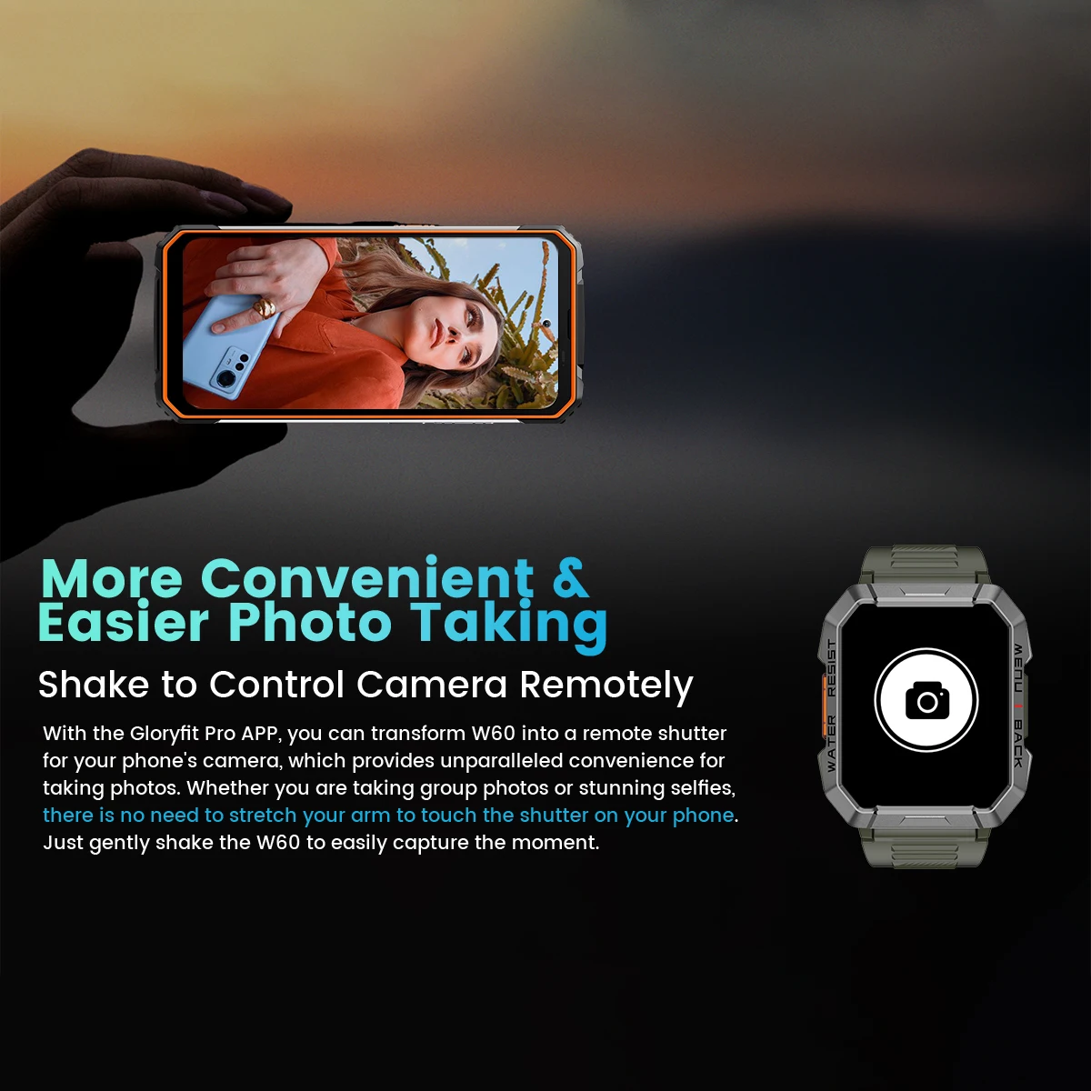 OSCAL Blackview W60 Rugged Smartwatch, 2.01'' HD Display TFT Smart Watch for Outdoor With Emergency Lighting Bluetooth Calling