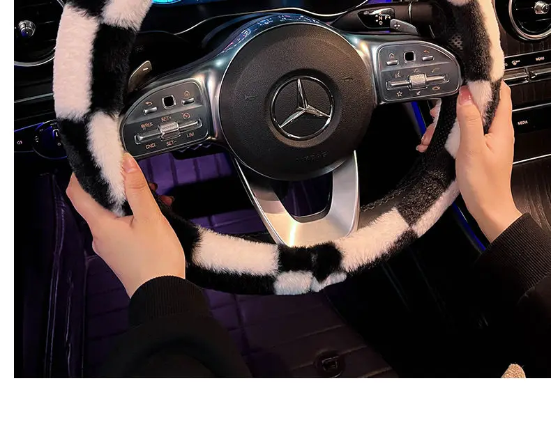 Winter Car Steering Wheel Cover Plush Warm Lint Fashion Cute Product Interior Accessories for Woman Girls Female Driver