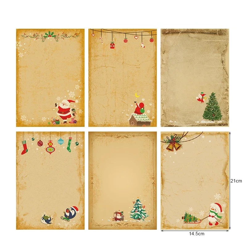 Kraft Paper Envelopes Vintage Christmas Santa Claus Snowman Gift with stickers Xmas Party DIY Invitation Greeting Card