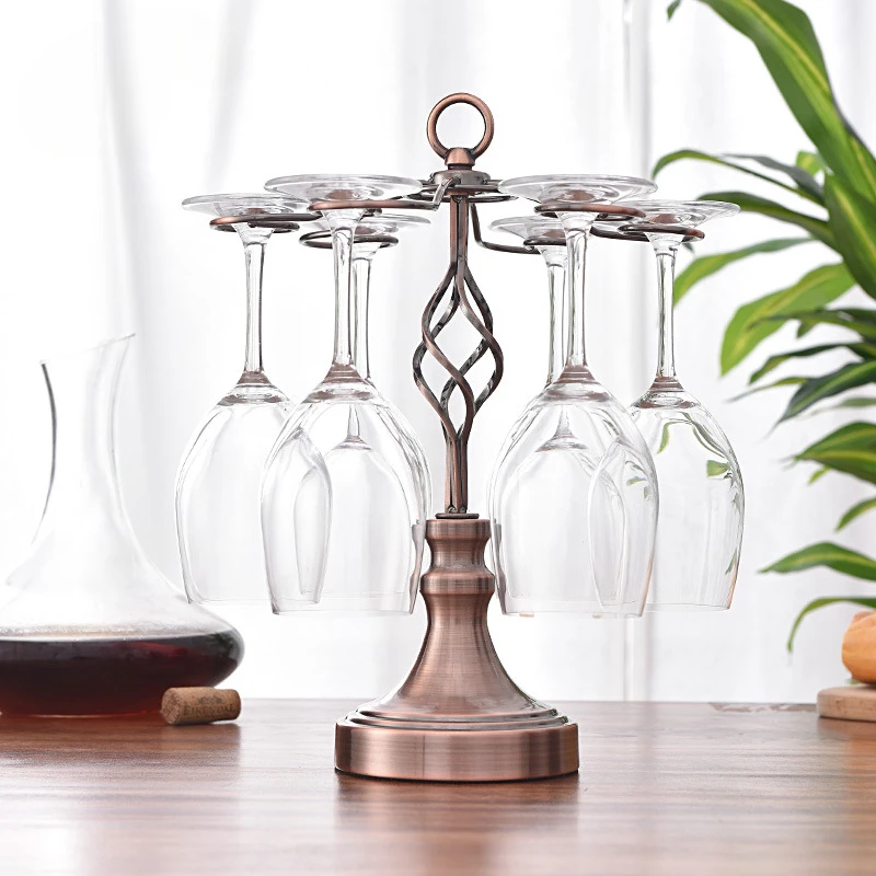 

Creative iron rotating wine glass holder European simple household wine glass upside down hanging wine glass drain rack