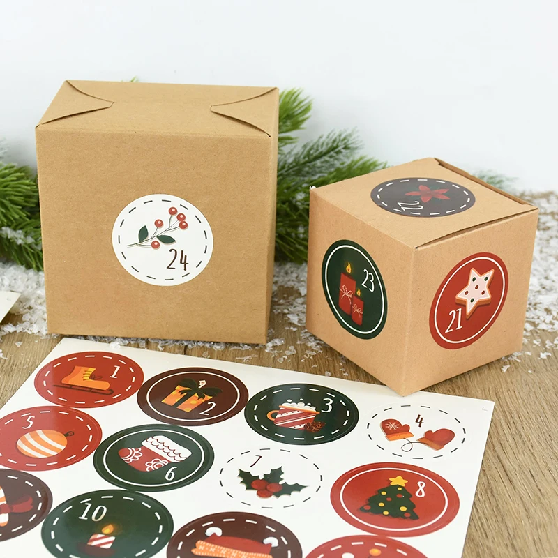 10 Fogli Adesivi Calendario Avvento - Numeri 1-24 - Tema Natale Con Pupazzo Di Neve, Babbo Natale, Renna - 240 Pezzi Da 4,5 Cm