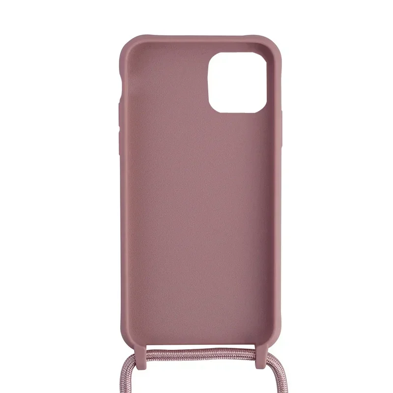 Crossbody Necklace Lanyard Cord Silicone Phone Case with Soft TPU Back Cover