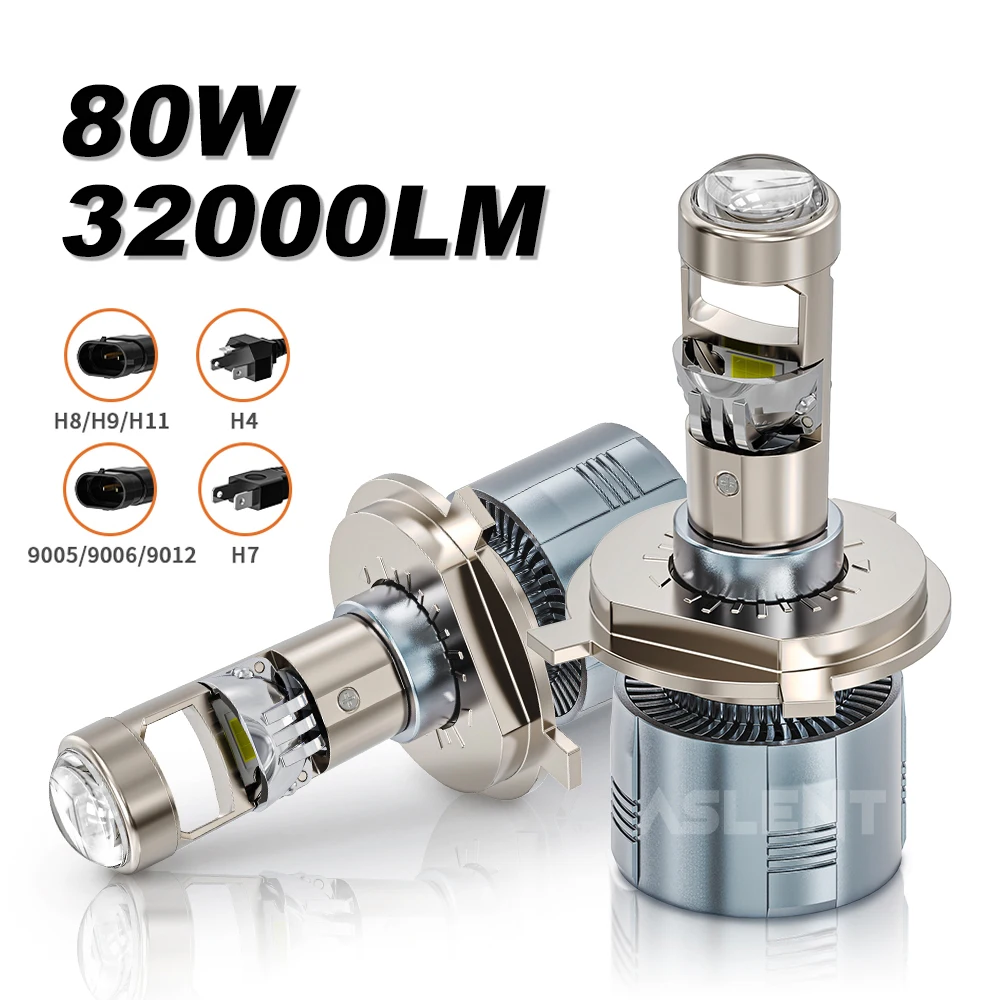 

ASLENT H4 H7 Led Projector Lens H8 H11 9005 HB3 9006 HB4 Car Headlight Bulbs Canbus 80W 32000LM Powerful Mini Lamp 12V 24V