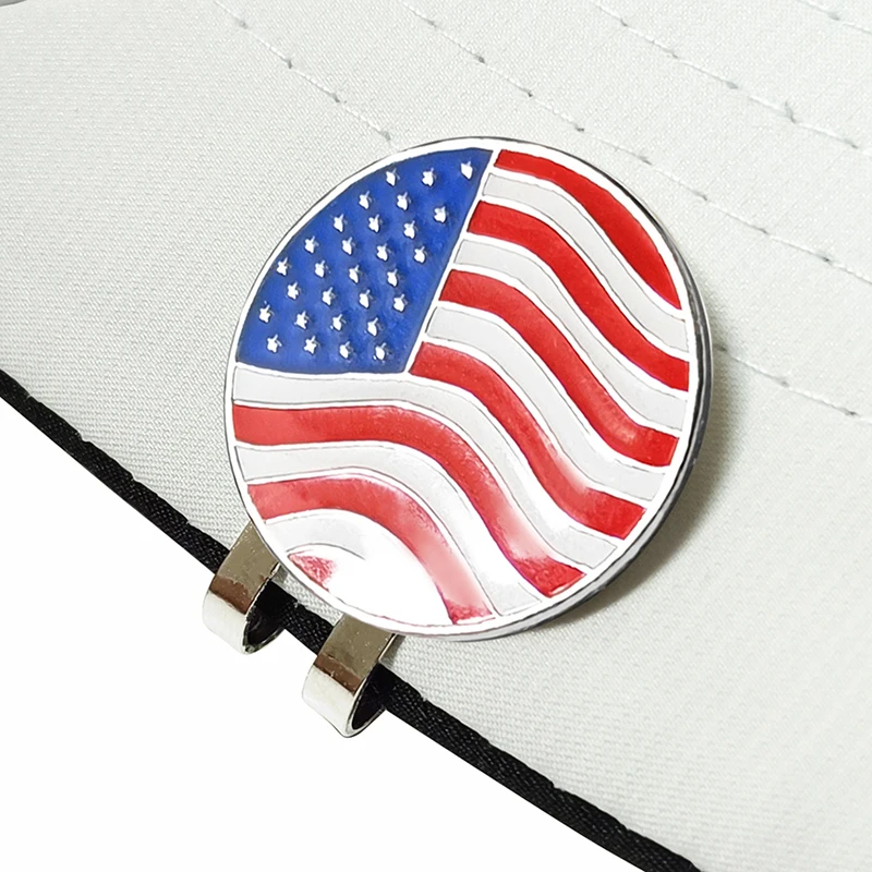 Golf Ball Marker with Magnetic Hat Clip Men and Women and Gift Ball Markers Removable Attaches Easily to Golf Cap American Flag