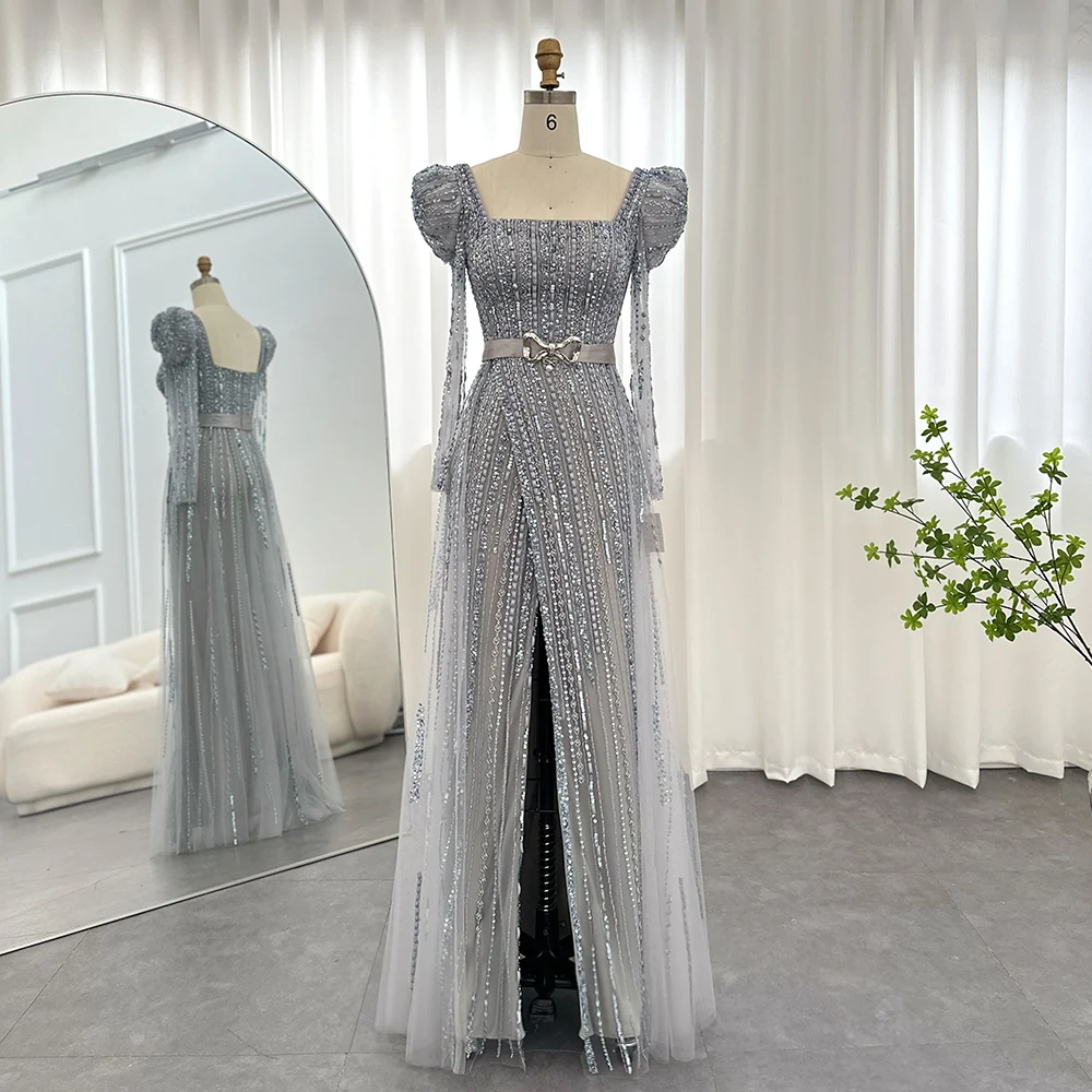 Sharon Said Luxury Dubai Fuchsia Evening Dress for Women Wedding Elegant Long Sleeve Overskirt Arabic Formal Party Gowns SS318