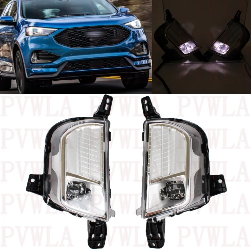 Pair Front Bumper Fog Lights Lamp With LED Bulbs PKT4B-15B243-AD PKT4B-15B242-AD For Ford Edge Sport 2019 2020 2021 2022