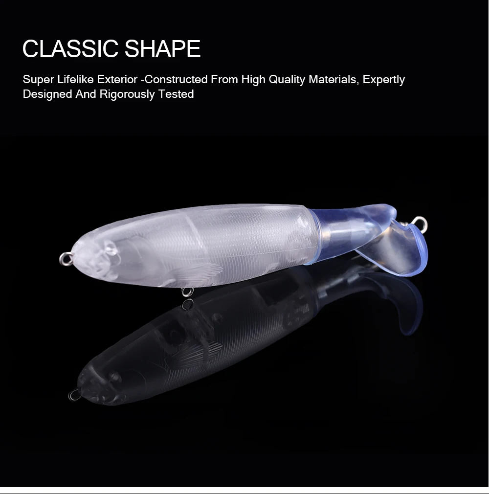Hanlin 14,5 stücke 10cm/11cm/cm harte Köder gedreht Angel köder Schwanz Splascher Popper Rohlinge unbemalte Top water Wobbler Tackle – Detail 3