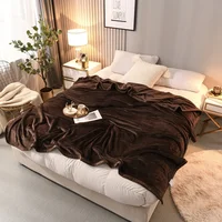 Solid Color Thickened Flannel Blanket, Office Home Multifunctional Throw Blanket, Double Sided Milk Velvet Warm Brown Bed Sheet 1