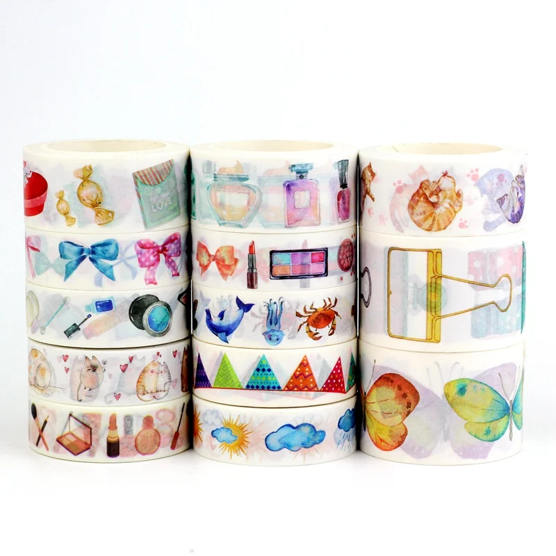 

Bulk 10pcs/Lot Decor Lovely Makeup Butterfly Washi Tapes Set for Journaling Adhesive Masking Tape Kawaii Stationery Supplies