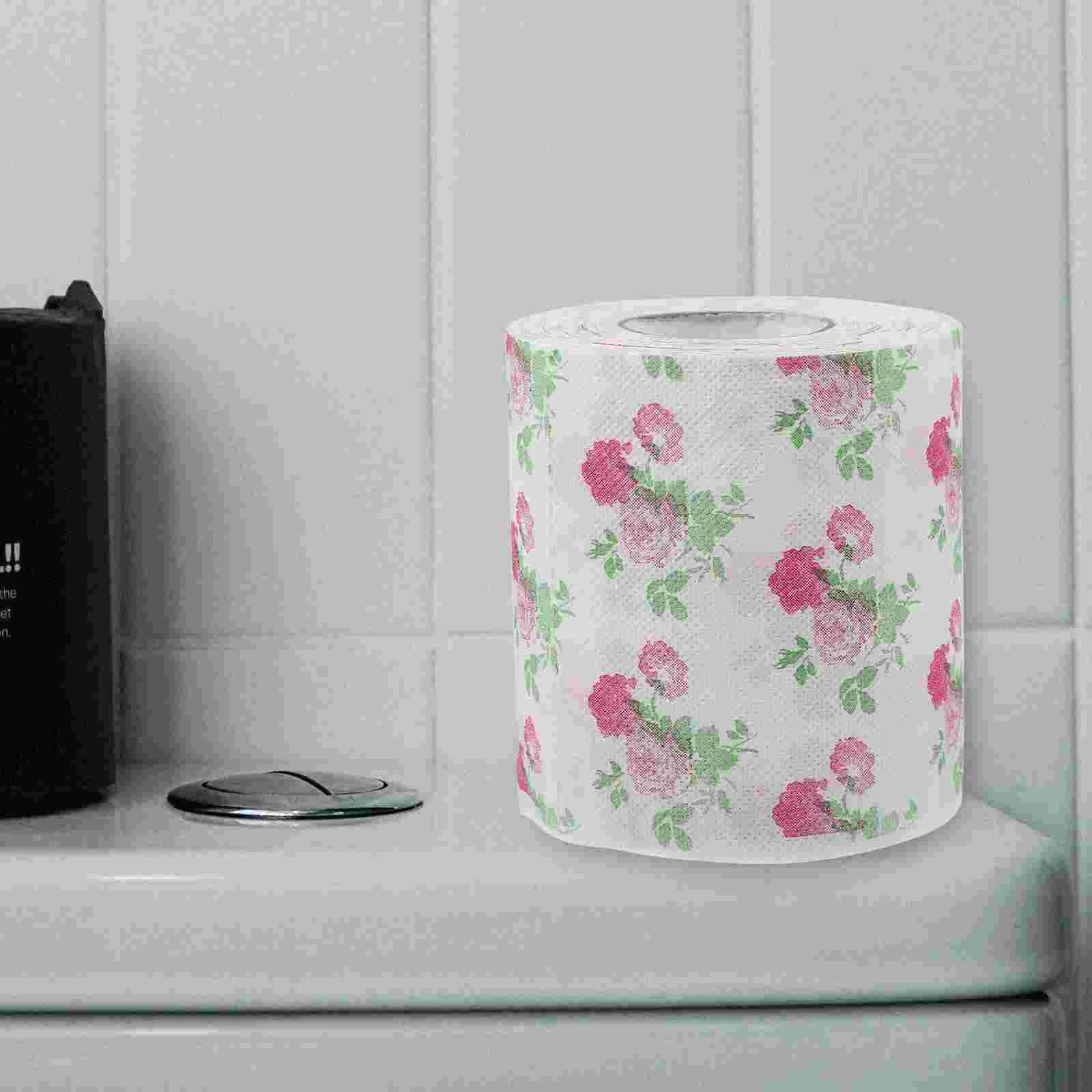 

2 Rolls of Toilet Paper Printed Roll Paper Decorative Fun Printing Napkin Bathroom Tissue