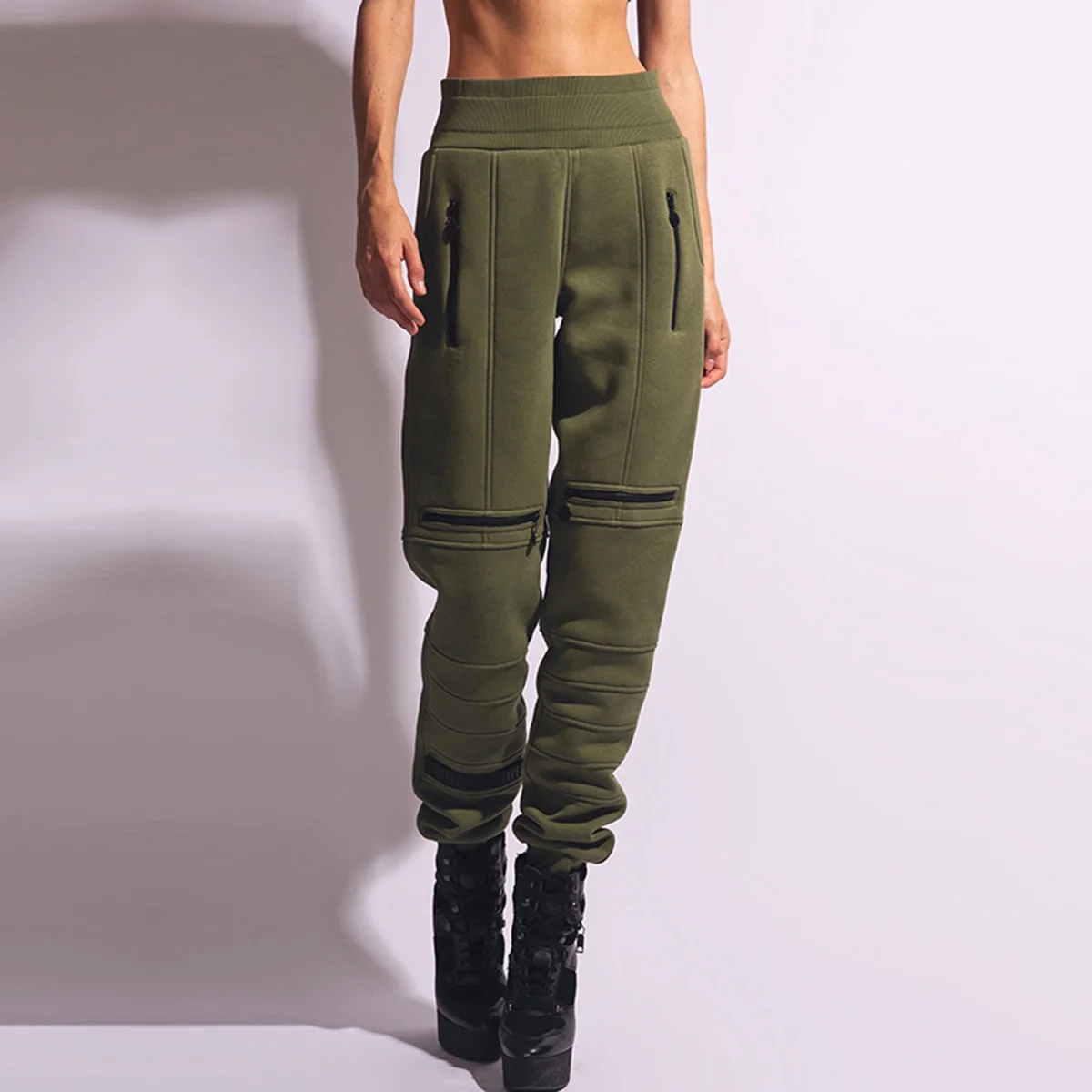 Modigirl Women's Fashion Spring Fitness High-Waisted Pant Solid Color Zipper Casual Sports Pants For Women 2024 New