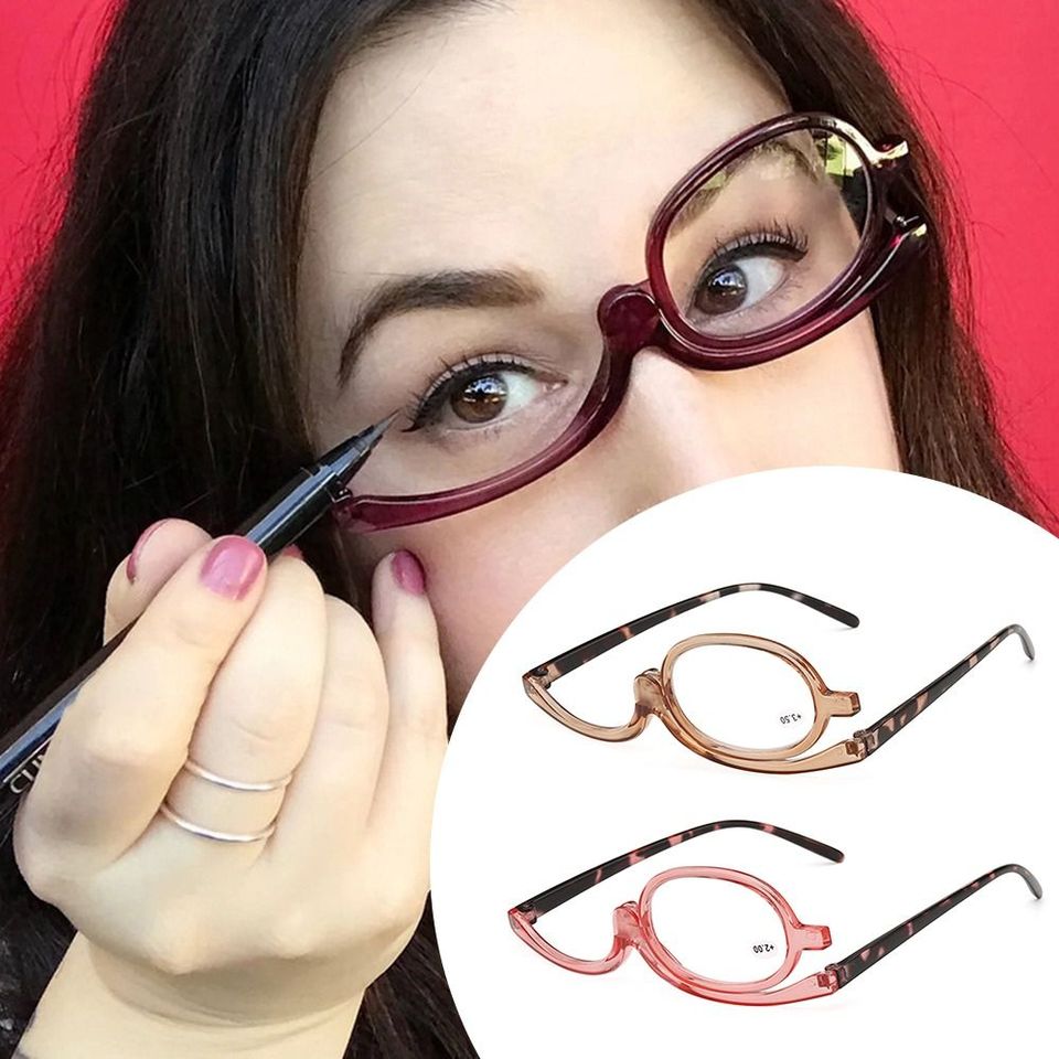 Magnifying Rotating Make Up Makeup Glasses Flip Down Lenses Colourful Frame Cosmetic Glasses +1.0~+4.0 Diopter Vision Care