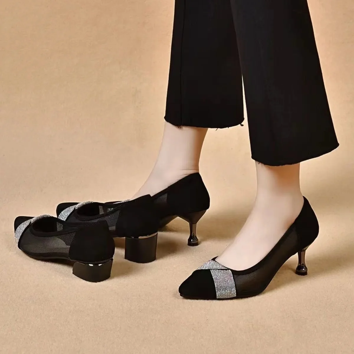 shoes woman 2024 trend Designer Women's Boat Shoes Square Toe Patchwork Pumps Striped Slip on Low Heels Dress Shoes Streak Pump