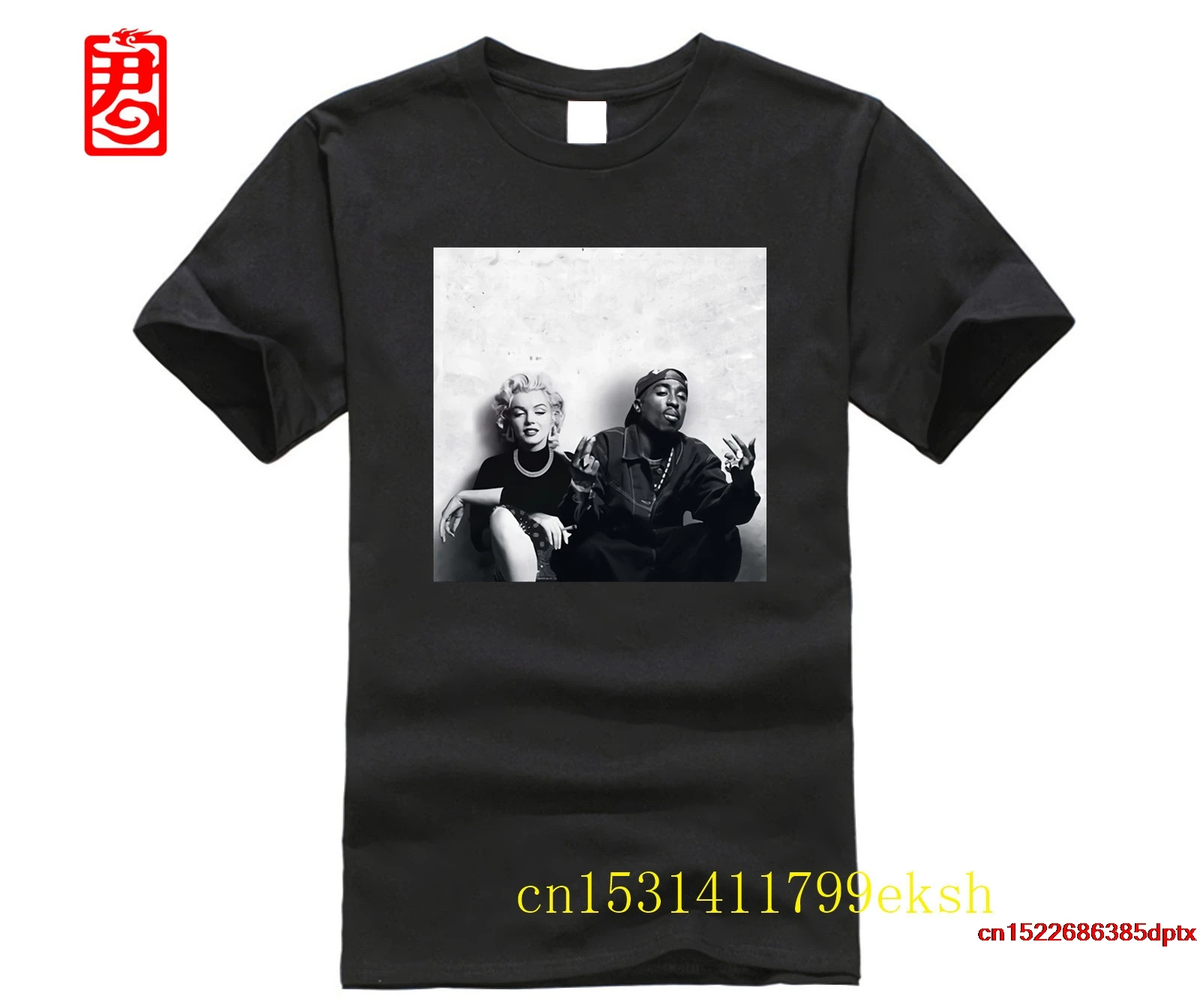 T-Shirt Mary E Pac Nera Tupac 2Pac Marilyn Monroe Gangster Hip Hop Hip Hop Tee T-Shirt Da Uomo