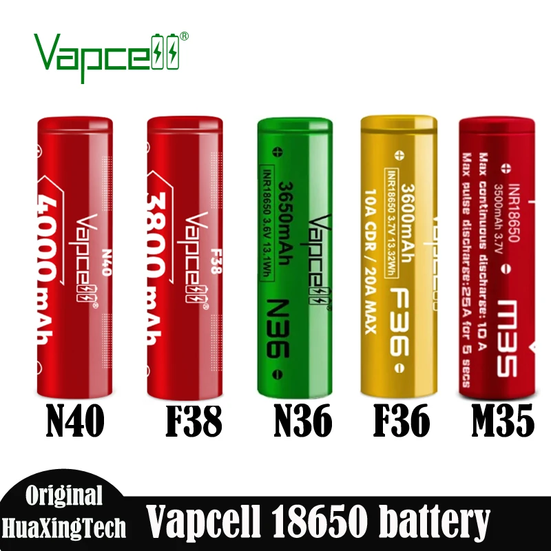 Batteria al litio originale di grado A Vapcell 18650 N40 4000mah F38 3800mah N36 3600mah F36 3600mah M35 3500mah celle ricaricabili