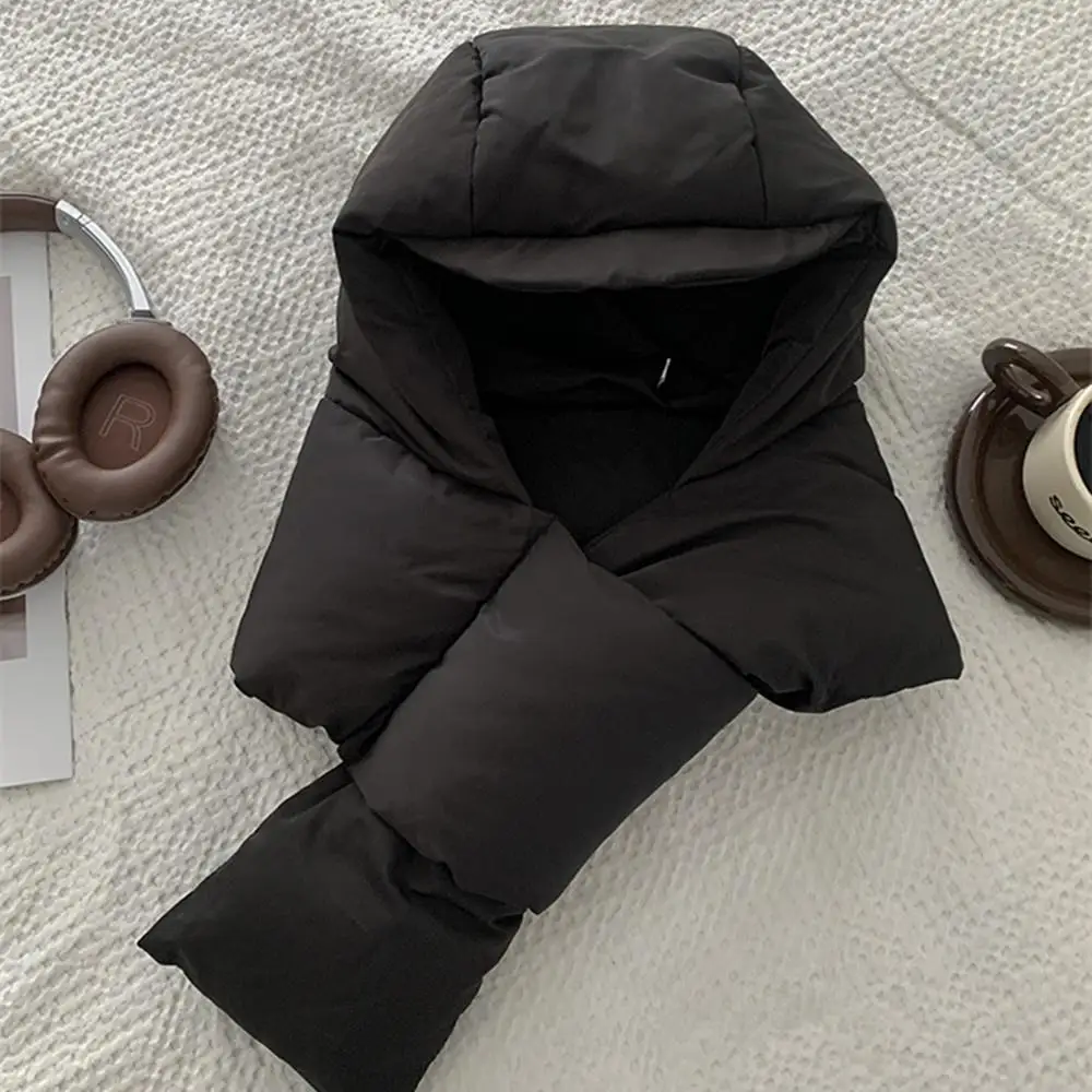 Down Hat And Scarf For Women Hooded Scarf For Women Windproof Thick Integrated Ear Protection Winter Hood Neck Warmer For Cold 2