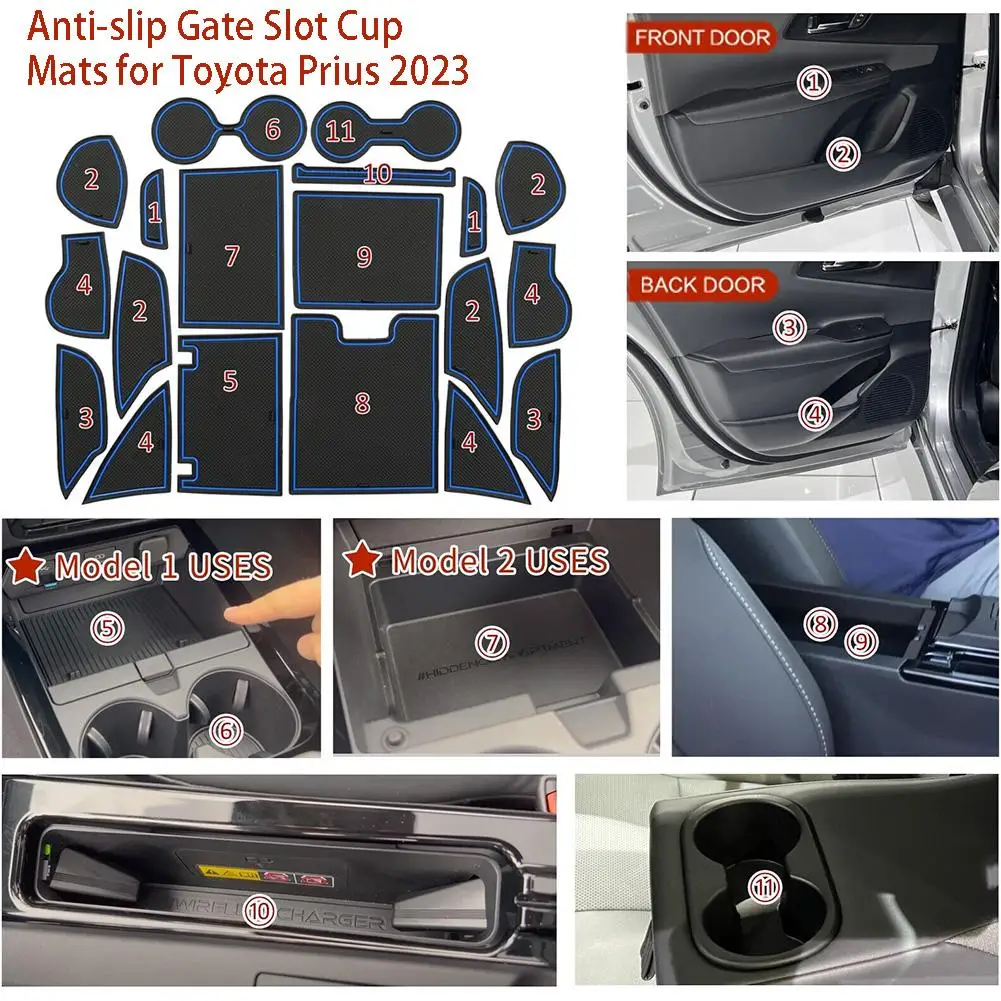

Non-Slip Car Gate Slot Mat For Toyota Prius 60 Series 2023 + Anti-Slip Door Groove Pad Rubber Coaster Auto Interior Accesso L8D9