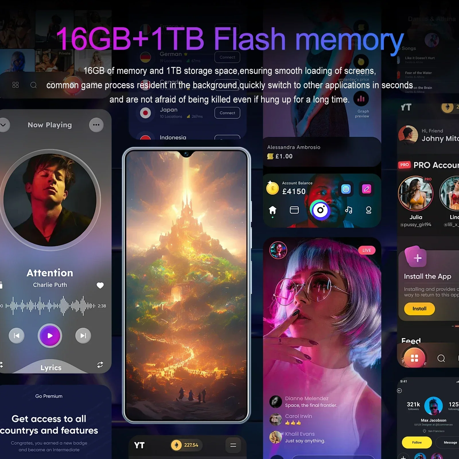   6  Ʈ 5G 7.3 ġ HD ޴,  SIM ޴, ȵ̵ 13, NFC  , 16G + 1TB, 50 + 108MP, 7000mAh