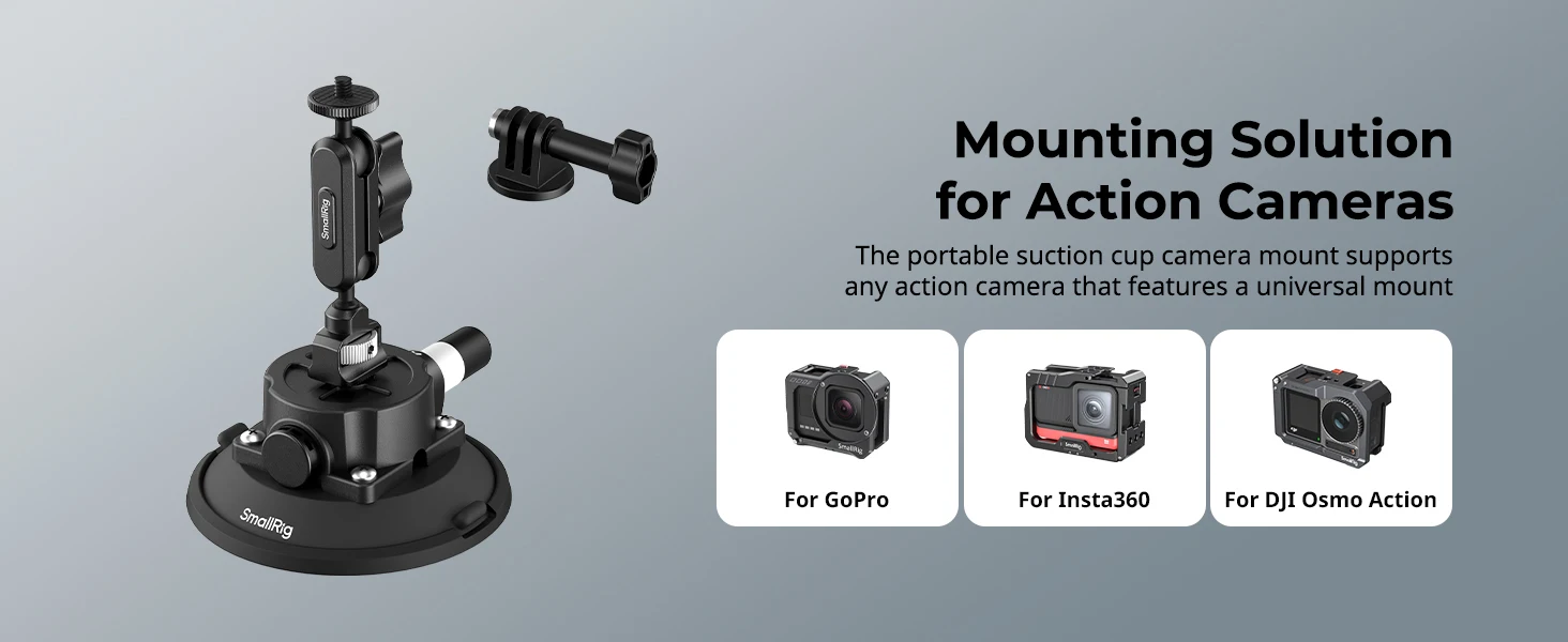 SmallRig 4,5/6-Zoll-Saugnapfhalterung für Action-Kameras mit Kugelkopf, magischem Arm und Halterung für Telefon für DJI Osmo Action 5 Pro – Detail 2