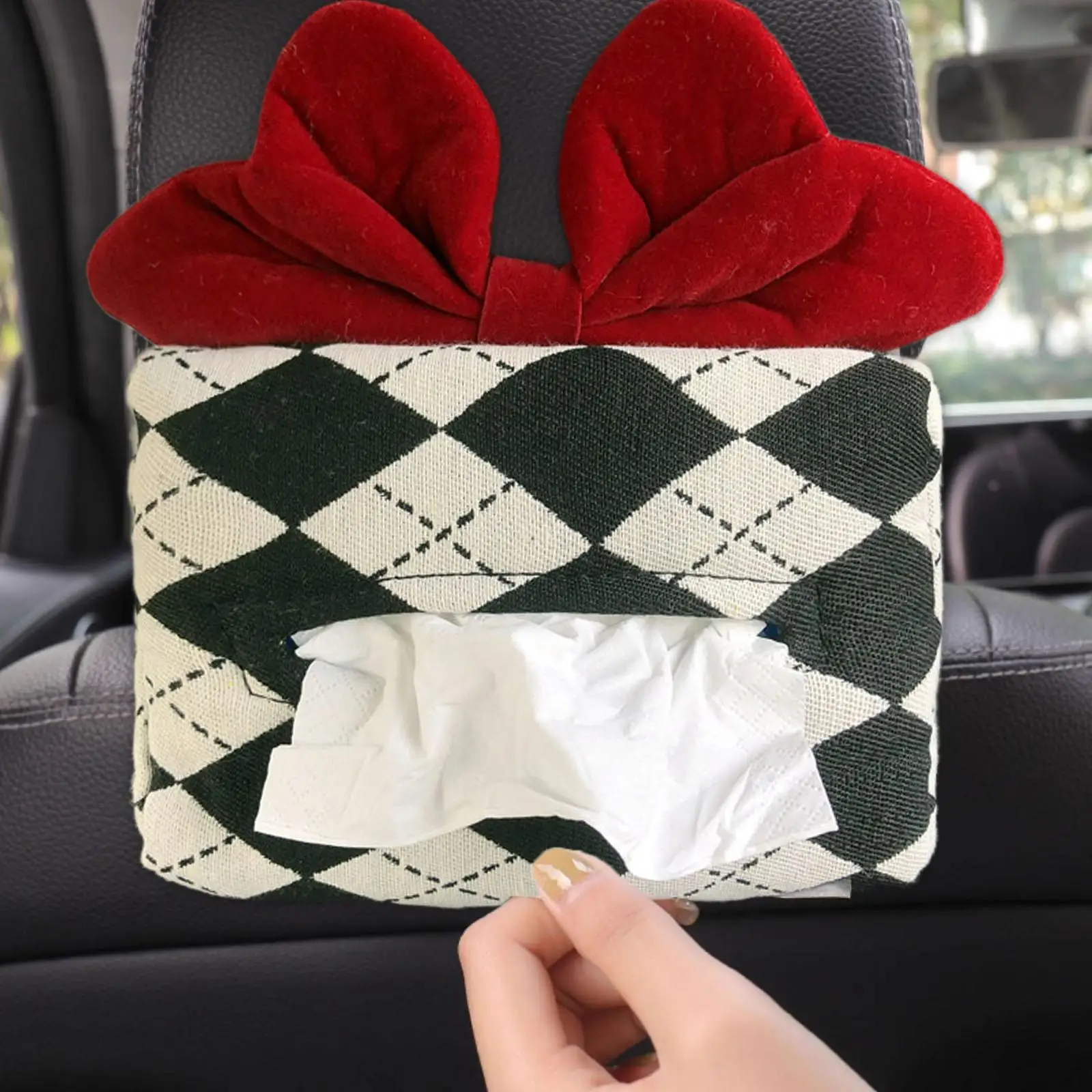 

Car Tissue Holder Back Seat Headrest Mount with Card Slot Tissue Dispenser