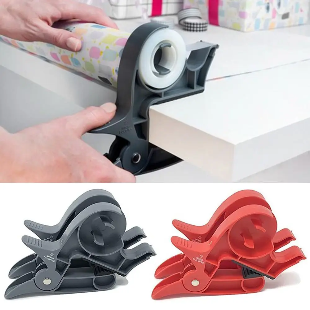 

2PCS New Tabletop Wrap Portable Wrapping Tool Tape Dispenser Wrap Clips Paper Roll Holder Clip