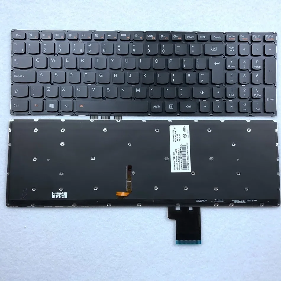 Tastiera Per Laptop Retroilluminata Nel Regno Unito Per Lenovo Y50 Y50-70 Y70-70 U530 U530P U530P-Ifi T6B2-Uk 25213202 Layout Uk