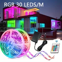 30LEDS/m  5050 RGB Light Strip Bluetooth App Control 12V DC US Power Supply LED Flexible Ribbon Diode Tape for TV Backlight Room 1