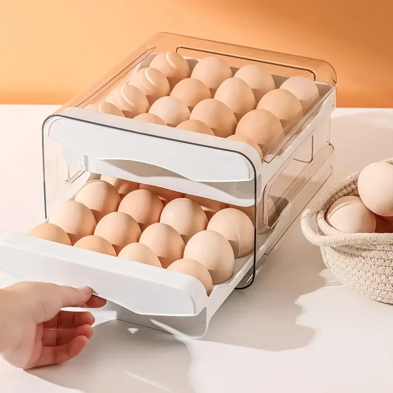 

Automatic Scrolling Egg Rack Holder Storage Box Egg Basket Container Organizer Rolldown Refrigerator Egg Dispenser For Kitchen