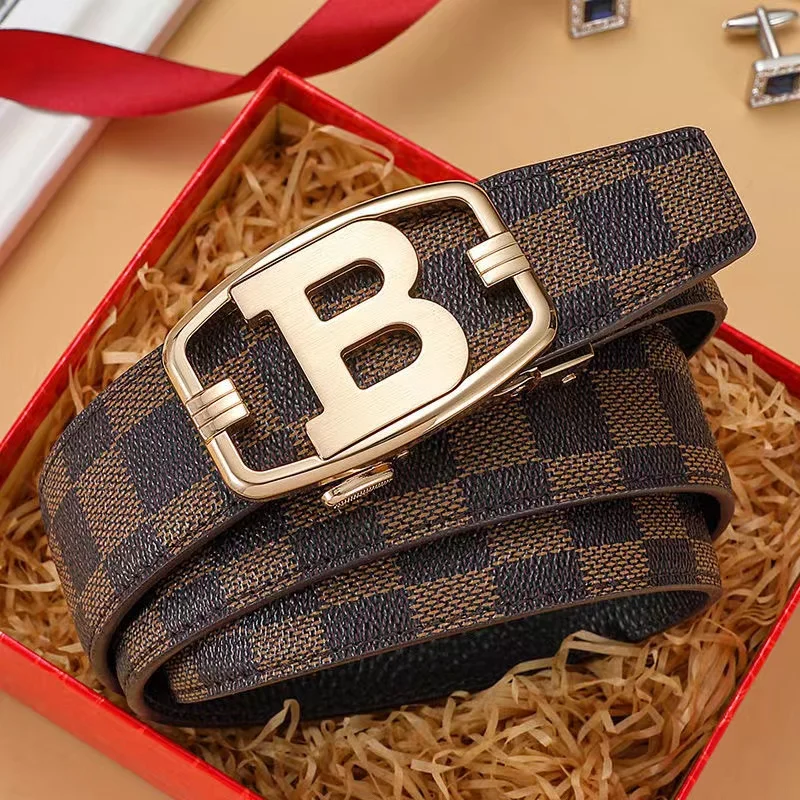 Ремень мужской из натуральной кожи с автоматической пряжкой Модный