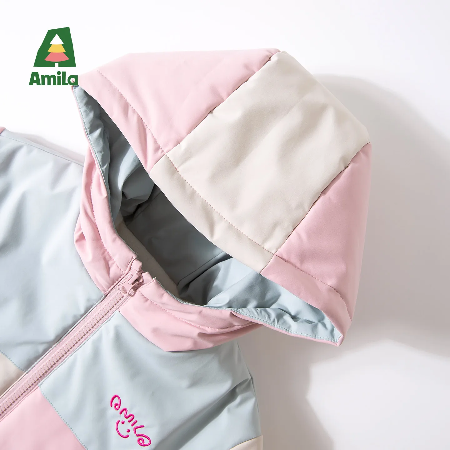 Amila 어린이 여아 겨울 야외 단일 레이어 후드티 방풍 및 방수 원단 따뜻한 내부 안감 밝은 색상