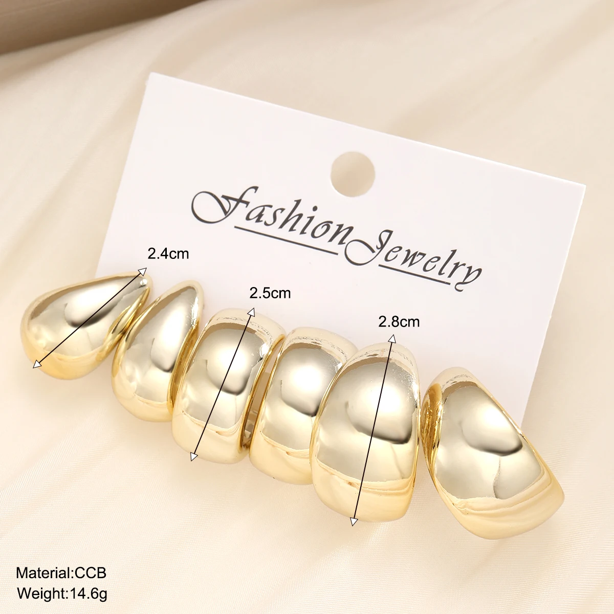 3pcs Gold Plated Chunky Earring Set for Women Big Circle Geometric Tear Drop Glossy Earrings Lightweight Fashion Jewelry Gifts