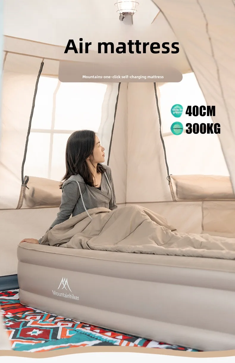 MOUNTAINHIKER Aufblasbare Luftmatratze für Glamping, PVC-Schlafmatte für 1/3 Personen, Campingbettmatte mit integrierter Pumpe – Detail 36