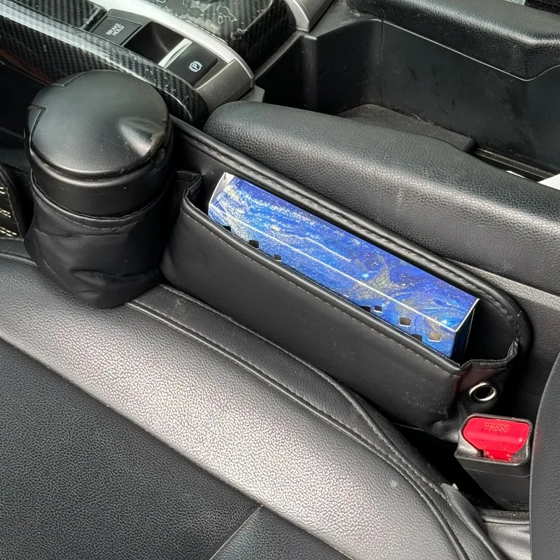 Universal Car Seat Gap Organizer Multifunctional Leather Gap Filler with Cup Holder Auto Seat Storage Box Anti-Drop Gap Filler
