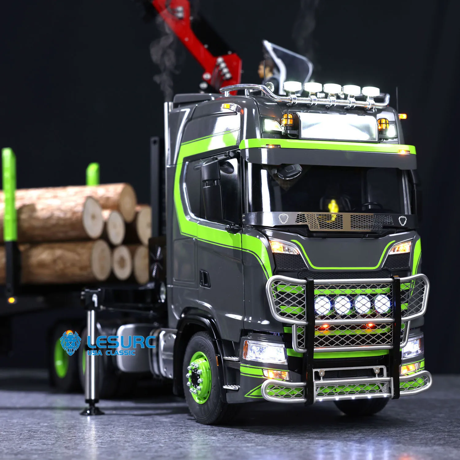 LESU 6X6 Metal Chassis 1/14 770S RC Tractor Truck Hydraulic Crane Logging Trailer Painted Finished Vehicle Toucan Customized DIY 4