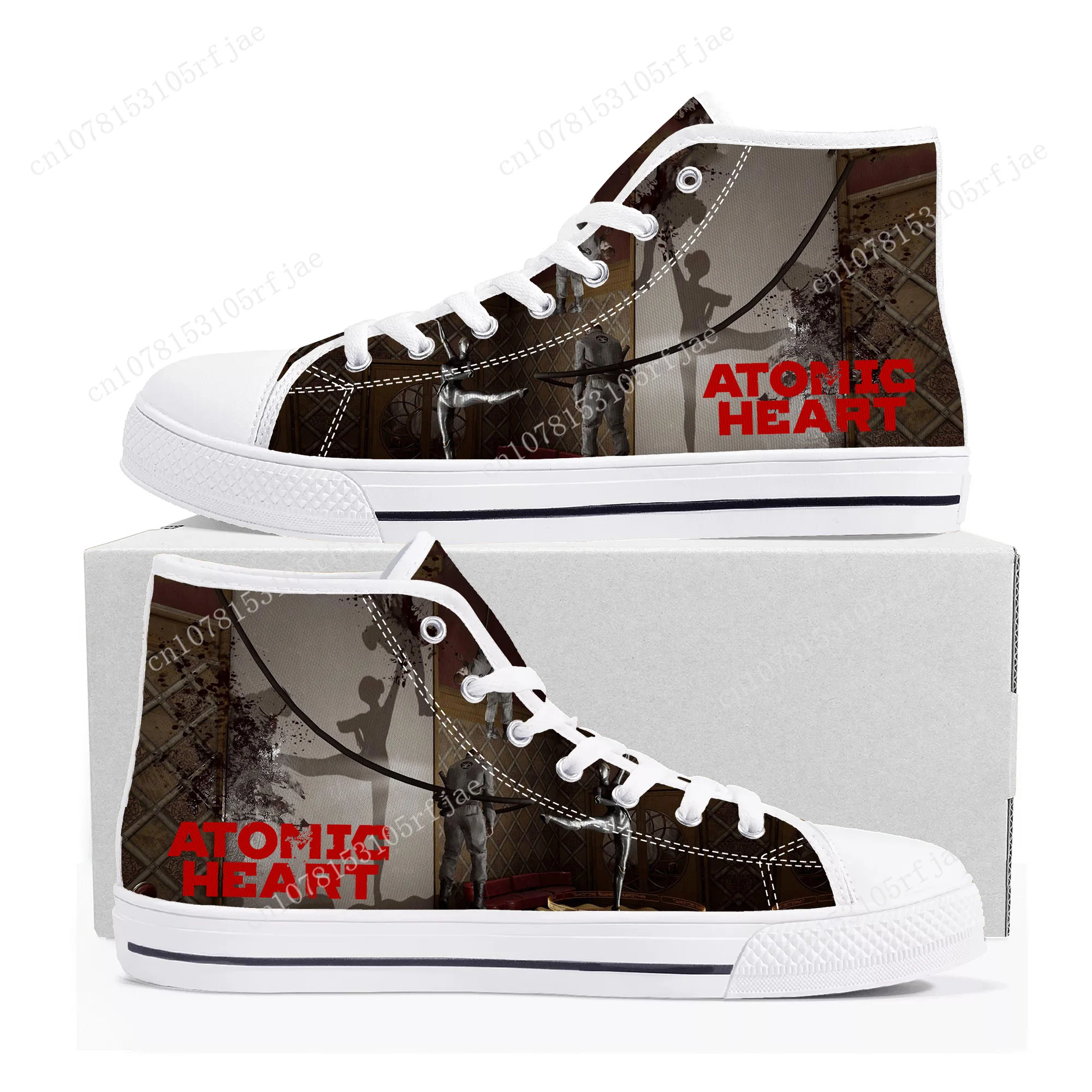 Atomic Heart High Top Sneakers Cartoon Game Mens Womens Teenager High Quality Canvas Shoes Casual Fashion Tailor Made Sneaker