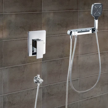 Sistema doccia calda e fredda a scomparsa Rubinetto da bagno con getto massaggiante a tre funzioni Installazione senza punzonatura cromata Cascata nebbiosa 1