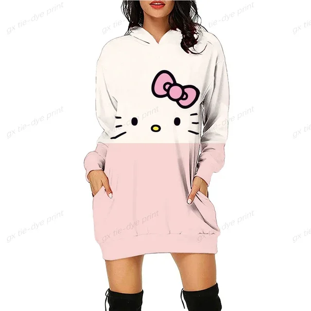 thumbnail image 1 of Sudadera con capucha de diseño original de HELLO KITTY con estampado de anime, sudadera ajustada con dibujos animados, sudadera versátil, sudadera con capucha de moda, vestido para mujer y2k, 1 of 5
