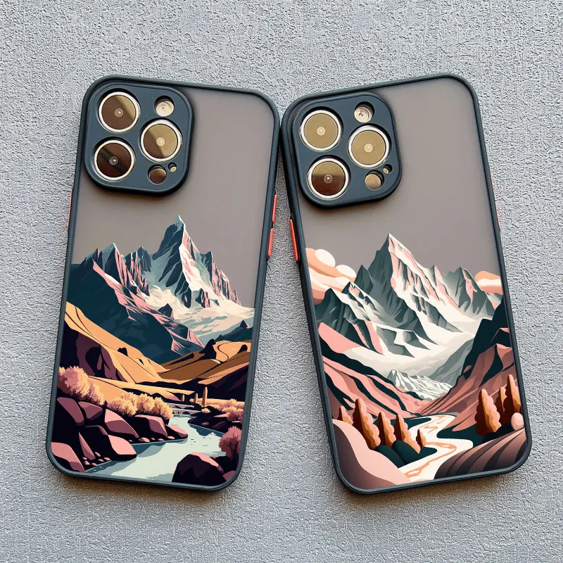Berggipfel-See Vintage-Landschaft Handyhülle für iPhone 17 16 15 14 11 Pro Max 13 12 Pro Max Mini 15 Plus XS X XR Rückseiten-Cover – Detail 14