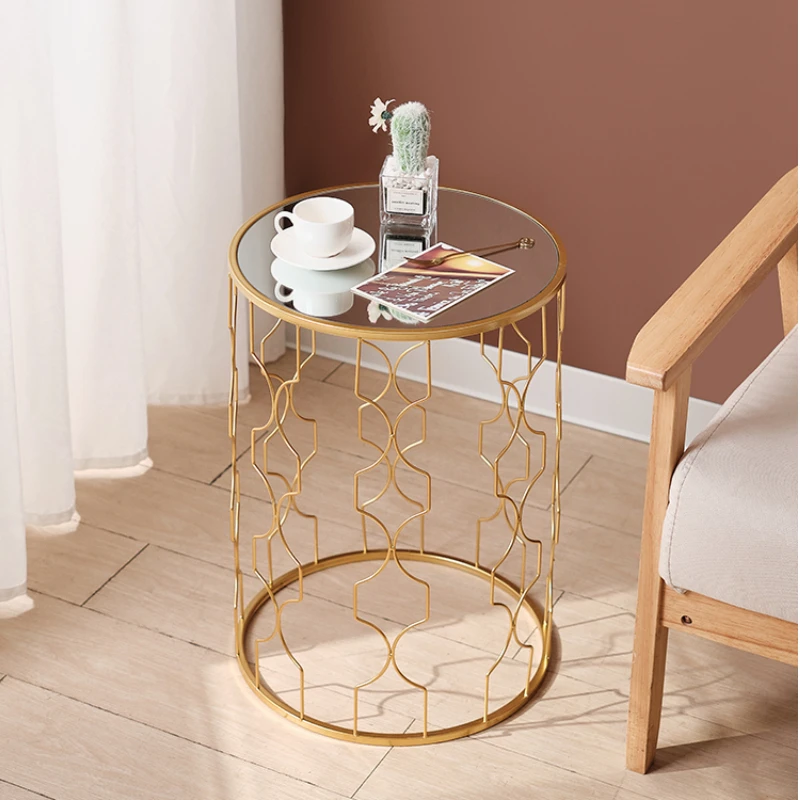 light luxury living room Sofa round Side table bedroom Corner table modern simple balcony small coffee table metal Storage Shelf