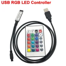 

LED Controller USB RGB DC5V Dimmer 24-key mini dual-head infrared controller for DC5V RGB Led Strip tape lighting