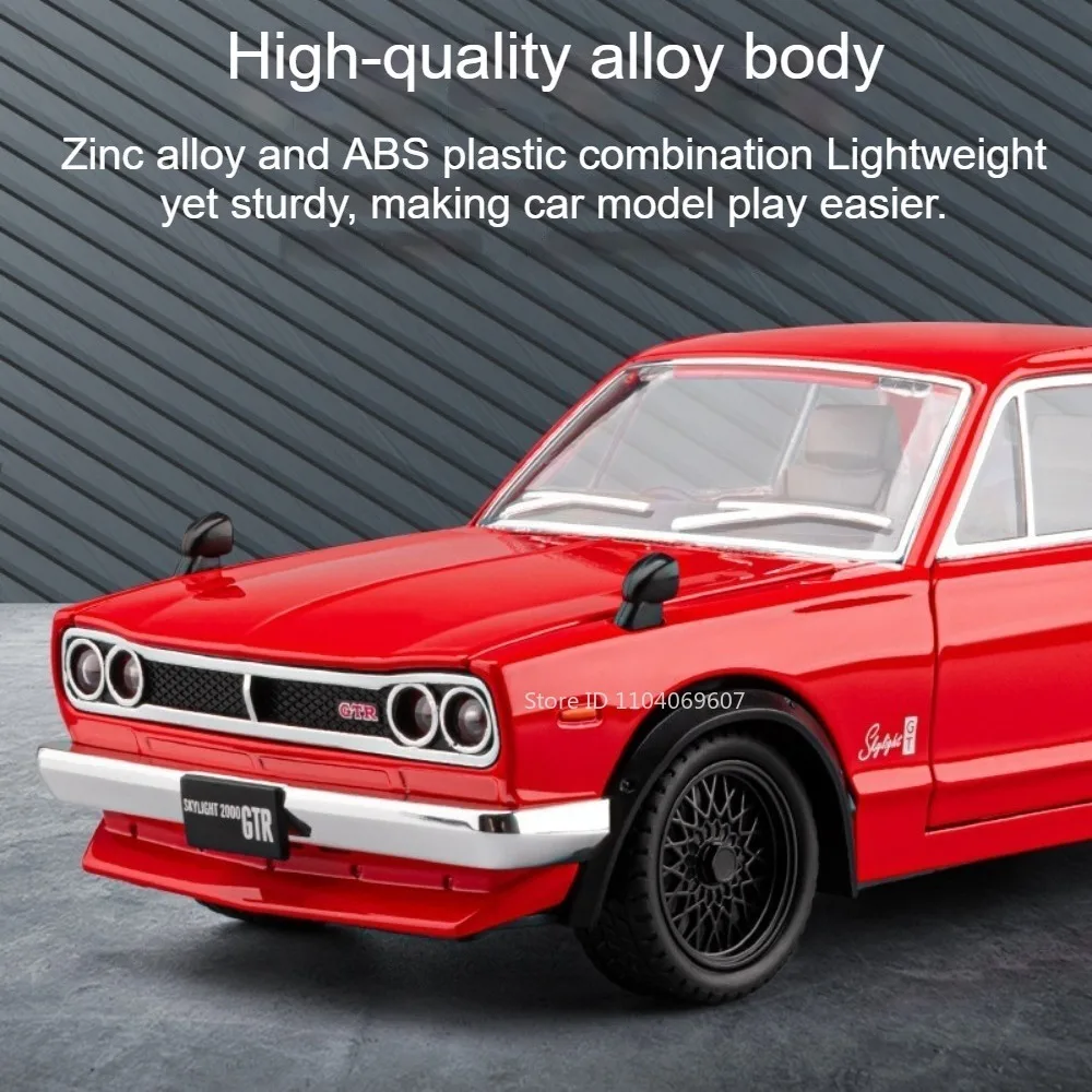 1:22 스카이라인 GTR RWB 993 모델 스포츠카 장난감 합금 다이캐스트 충격 흡수 사운드 라이트 도어 개폐 가능 컬렉션 슈퍼카 모델