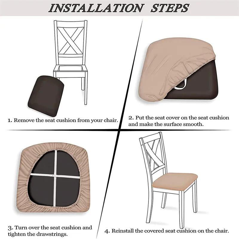 Description Picture 3 of item1PC PU Leather Chair Seat Cover Solid Color Waterproof Dining Chair Covers Elastic Chair Slipcovers for Home Banquet Office