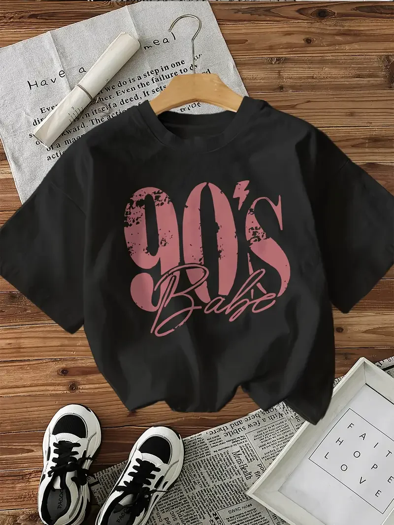 รูปสินค้า เสื้อยืดผ้าคอตตอน 100% ดีไซน์ 90s ย้อนยุค หญิง