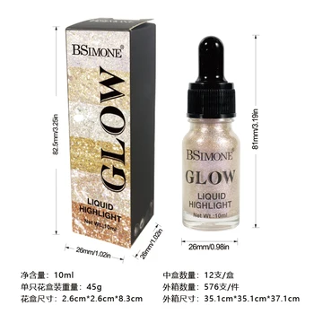 Liquid Highlighter Makeup Drops,Moisturizing Face Luminizer,Smooth Liquid Shine Shimmer Glow Foundation Glitter Body Makeup