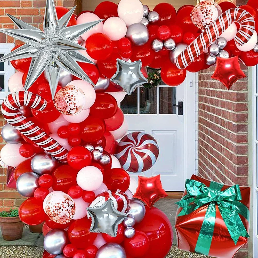 Weihnachten Zuckerstange Folienballons Weihnachten Rot Grün Süße Süßigkeiten Ballon Weihnachtsgeschenkbox Ballon Geburtstagsfeier Heimdekoration – Detail 20