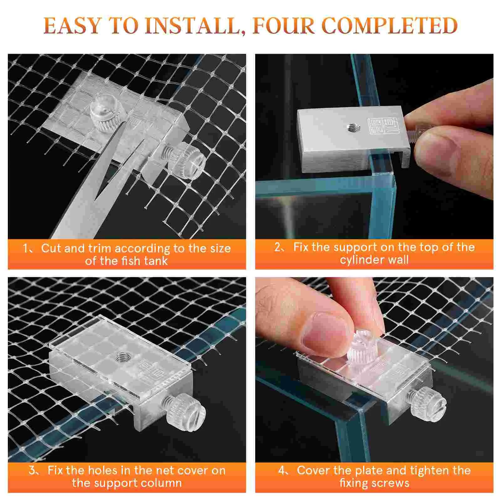 Aquarium Mesh Lid Anti jump Size Adjustable Fish Tank Netting Cover Practical Breathable Invisible Escape Proof