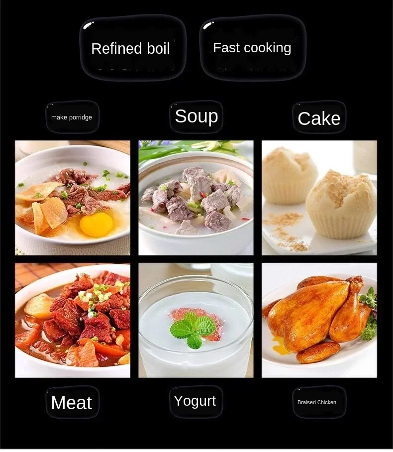 Description Picture 6 of itemElectric Rice Cooker 5L Timing Reservation Food Heating Pressure Cooking Steamer 2-8 People Soup Stew Pot Cake 24H EU US