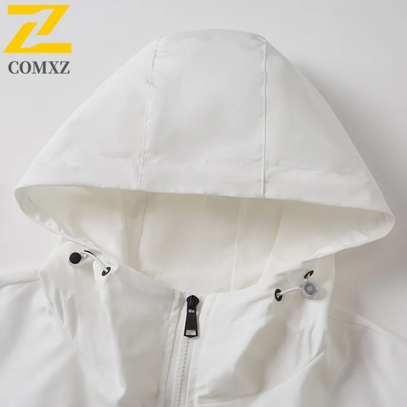 COMXZ Men Outdoor Jacket 2025 Hooded Hiking Windproof Warm Parka Casual Travel Lightweight Cold Resistant Winter Jackets