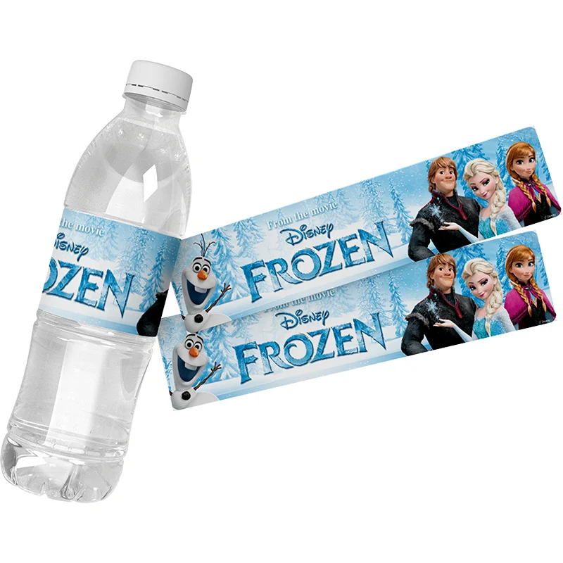 thumbnail image 1 of 6 etiquetas para botellas de agua congeladas, etiquetas para botellas de agua para fiestas de cumpleaños, pegatinas impermeables para botellas de agua, embalaje para cumpleaños de Frozen, 1 of 5