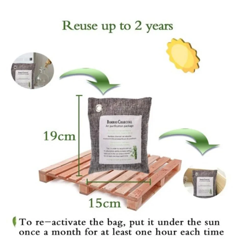 200g Natural Air Freshener Bags Natural Bamboo Charcoal Air Purifying Bag Home Car Shows for Fridge Toilet Bathroom Cabinet